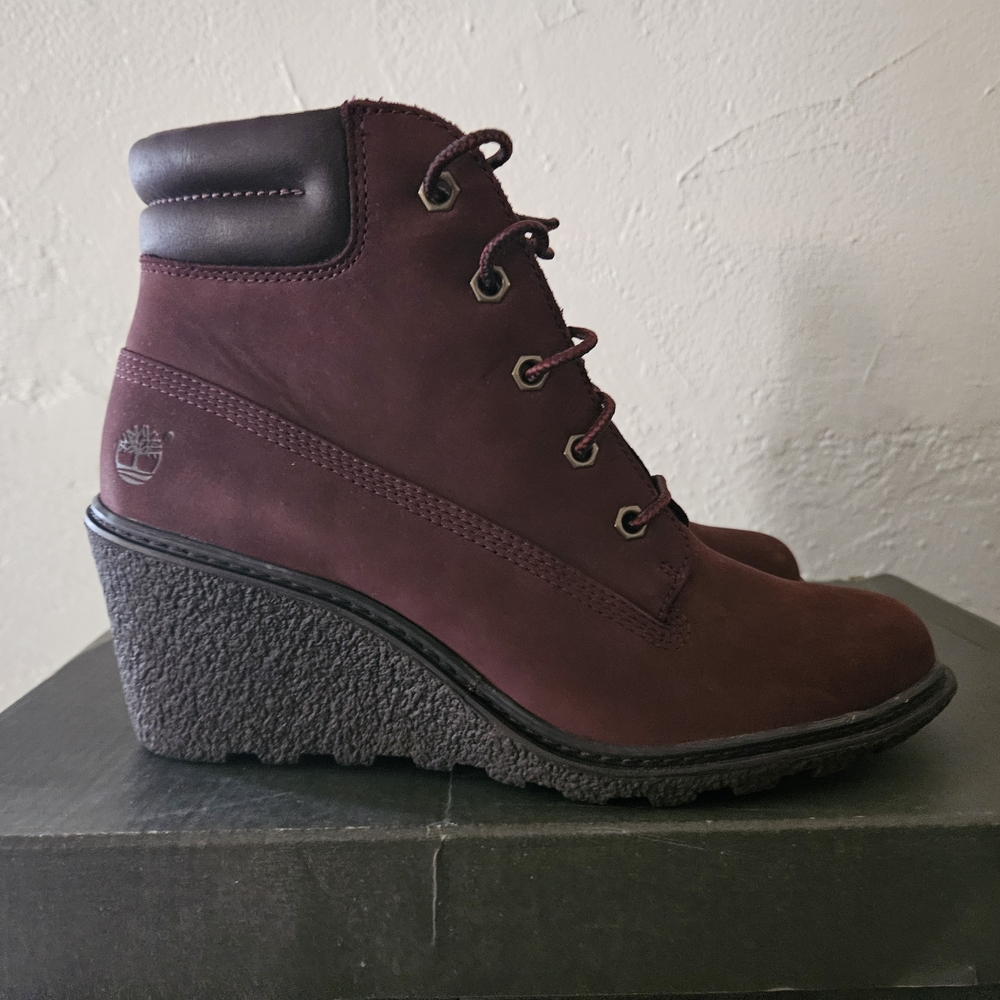 Timberland Women's Dark Red Wedge Boots